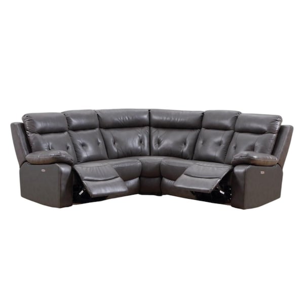 Homeroots Dark Gray Polyester Blend Power Reclining U Shaped Three Piece Corner Sectional 343955 - main