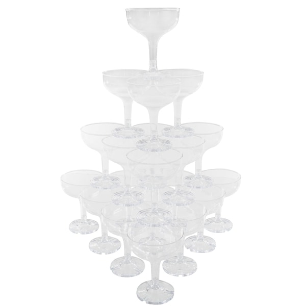 Lavish Home Plastic Champagne Glasses 5oz Reusable or Disposable Coupe Glasses w/ Grooves, 100PK JG1012-1 - main