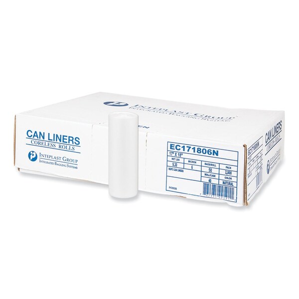 Integrated Bagging Systems High-Density Commercial Can Liners, 4 gal, 6 mic, 17in x 18in, Clear, Perforated Roll, 2000PK EC171806N - main