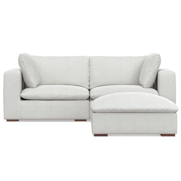 Homeroots 88" Gray Fabric Sofa With Ottoman With Brown Legs 641067 - main