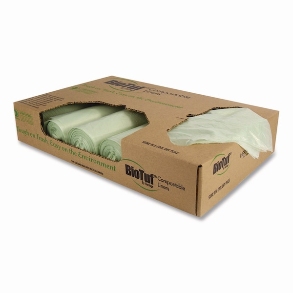 Heritage Biotuf Compostable Can Liners, 64 gal, 1 mil, 47in x 60in, Green, 100PK Y9460YE R01 - main