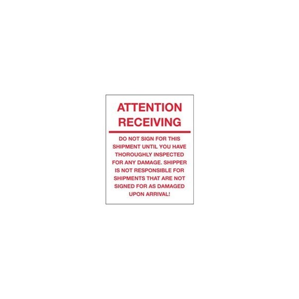 Bubblefast 8 x 10'' - ''Attention Receiving - Do Not Sign For This Shipment'' Labels BFDL1334 - main