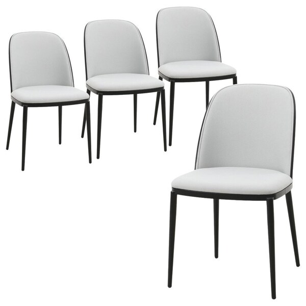 Leisuremod Tule Dining Side Chair with Velvet Seat and Steel Frame, Black/Platinum Blue, 4PK TCBL18BU4 - main