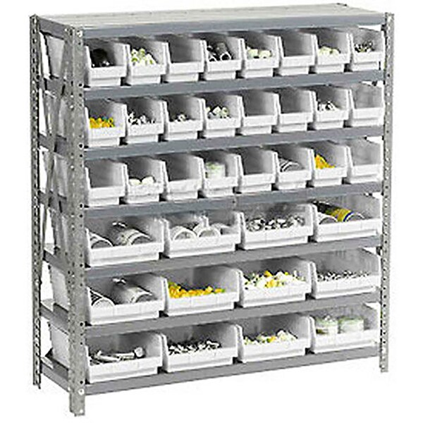 Global Industrial Steel Shelving with 48 4"H Plastic Shelf Bins Ivory - 36x18x39-7 Shelves 603438WH - main