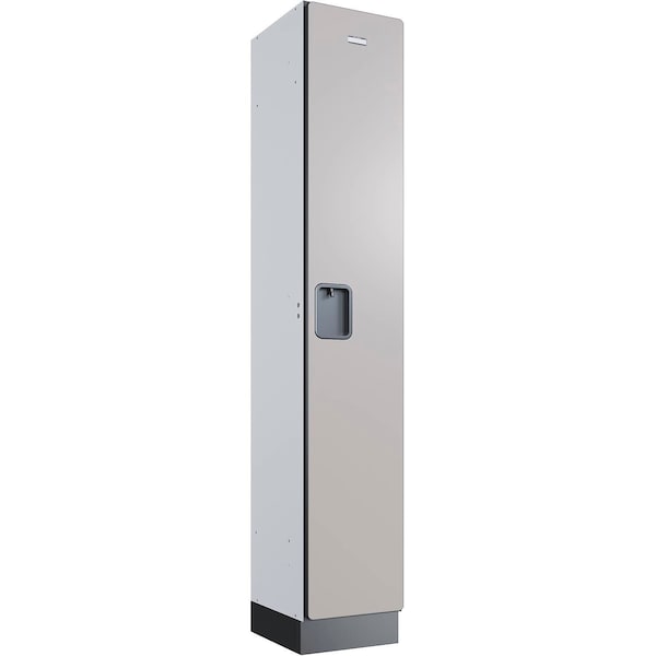 Global Industrial 1-Tier 1 Door Wood Locker, 12"W x 15"D x 76"H, Gray, Assembled 299242 - main