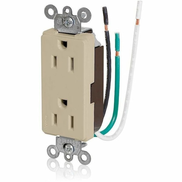 Leviton Commercial Grade Decora Receptacle, 15 Amp, 125 Volt 16252-LI - main
