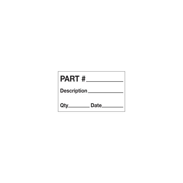Bubblefast 3 x 5'' - ''Part # - Description - Qty - Date'' Labels BFDL1184 - main