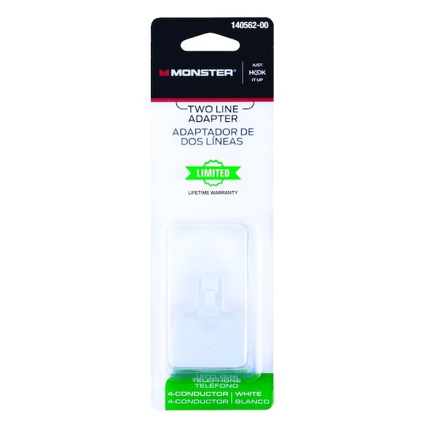 Monster Cable Just Hook It Up 0 ft. L White Two Line Duplex Adapter 140562-00 - main