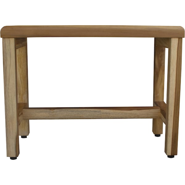 Homeroots Compact Rectangular Teak Shower Outdoor Bench With Shelf In Natural Finish 376748 - main