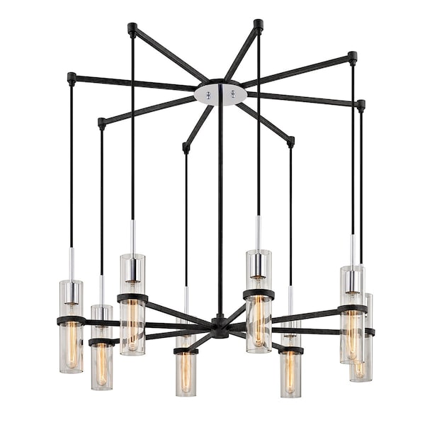 Troy Lighting Xavier 8 Light Chandelier 36 In. Textured Iron/Polished Chrome F6198-TRN/PC - main