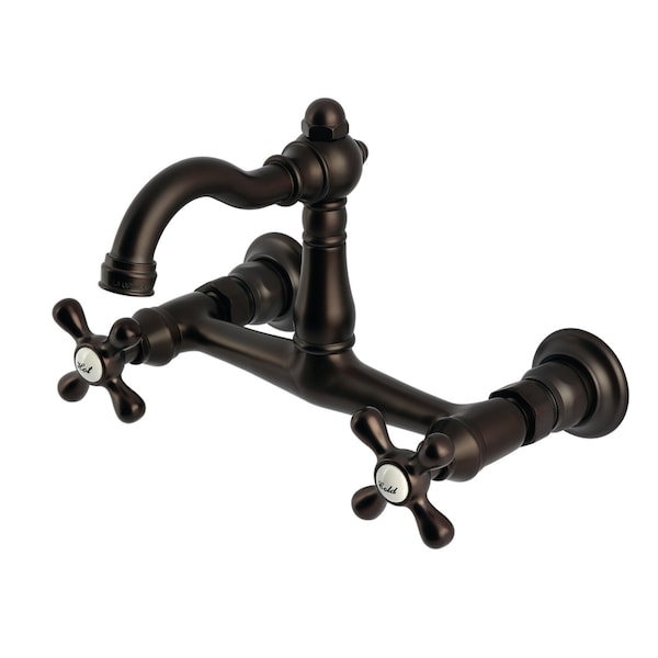Kingston Brass Two-Handle Wall Mount Bridge Kitchen Faucet, Oil Rubbed Bronze KS3255AX - main