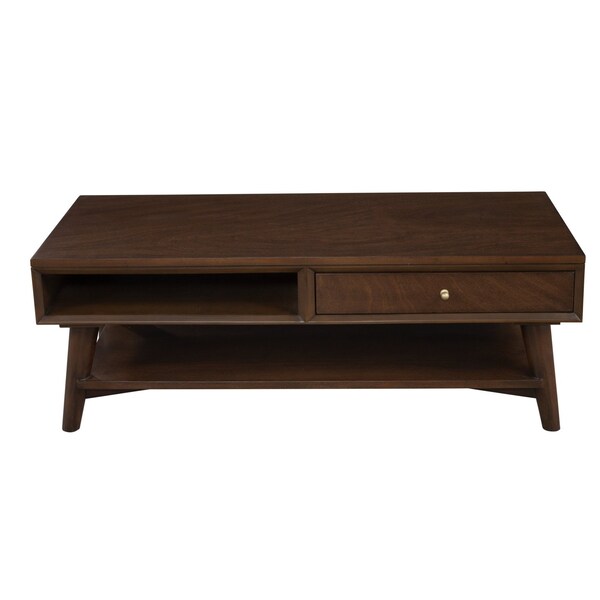 Homeroots 48" Brown Solid And Manufactured Wood Coffee Table With Drawer 524173 - main