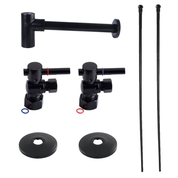 Kingston Brass Plumbing Sink Trim Kit with Bottle Trap, Matte Black CC53300DLLKB40 - main