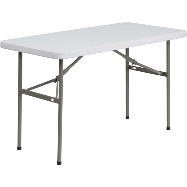 Flash Furniture Rectangle Wh 24X48 Plastic Fold Table, 24" W, 48.25" L, 29" H, Plastic Top, White DAD-YCZ-122-2-GG - main