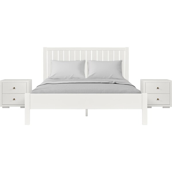 Homeroots Three Piece White Solid Wood Bedroom Set 523671 - main