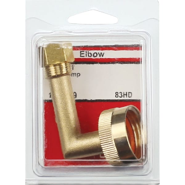 Westlake Pipe & Fittings 3/4'' FHT Swivelx3/8 C 90 Deg. Compression Brass Elbow, 1/4 Bend 17-8389 - main