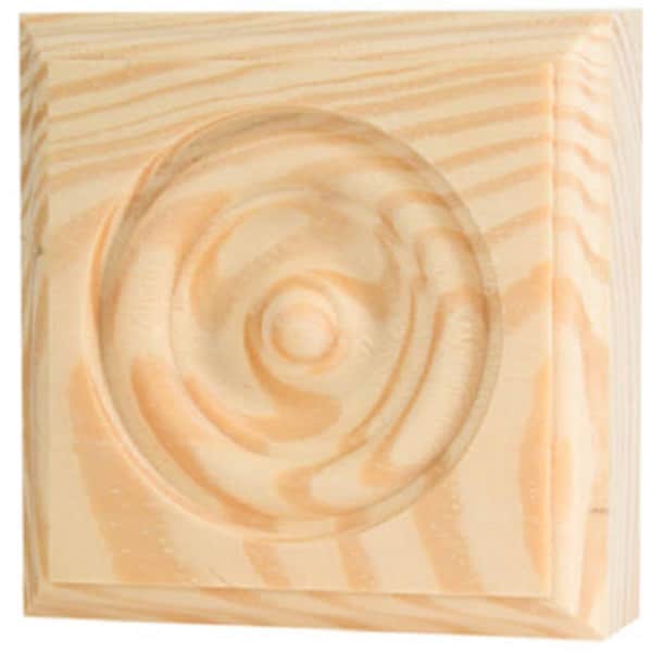 Vortex RTB-35M 3.75 x 3.75 x 1 in. Rosette Trim Pine Block Moulding VO580461 - main