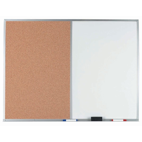 Aarco Al Frame Combination Board Bulletin Board Next to a Melamine Marker Board, 36''Hx48''W WDCO3648 - main