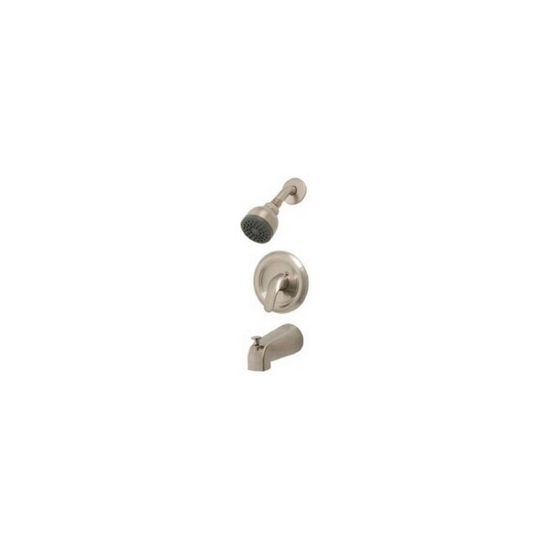 Homepointe Tub & Shower Faucet + Showerhead, Pressure-Balancing, Single Metal Lever, Brushed Nickel 210520 - main