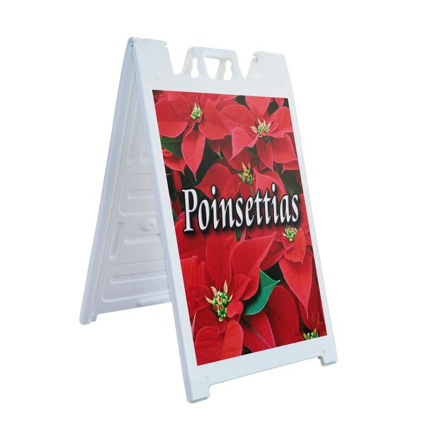 Signmission Poinsettias, A-Frame & 2 Decals Installed, Heavy-Duty Plastic Frame SBHD-D-2436-Poinsettias - main
