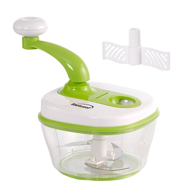 Brentwood Industries 8 Cup Hand Crank Food Processor with Stainless Steel Blades and Paddle Mixer in Green KA-5050G - main
