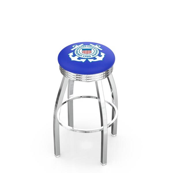 Holland Bar Stool Co 25" Chrome U.S. Coast Guard Swivel Bar Stool, Accent Ring L8C3C25CstGrd - main