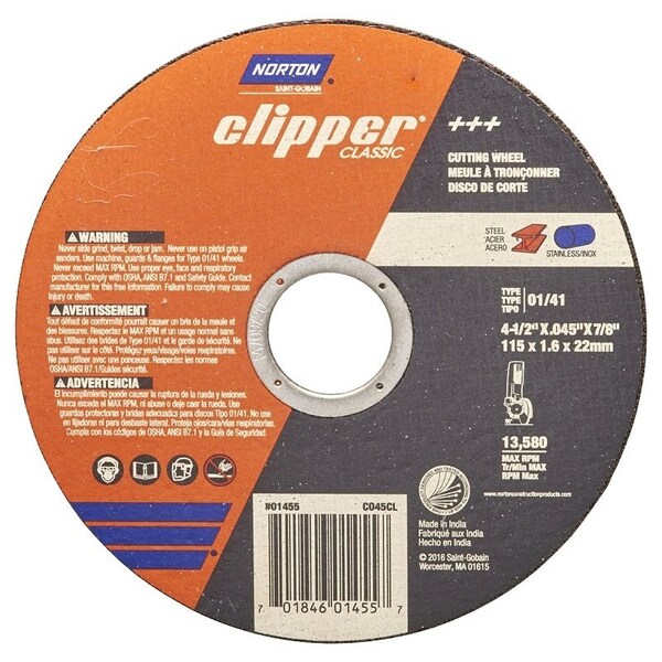 Saint-Gobain Abrasives CUT-OFF WHEEL 7/8 in.X4.5 in. 70184601455 - main