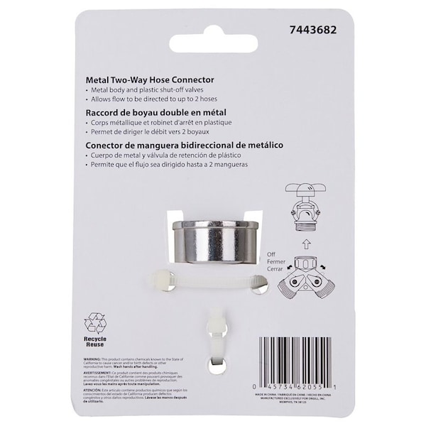 Landscapers Select Y-Connector, Female and Male, Zinc, Silver, For: Garden Hose and Faucet GC5013L - main