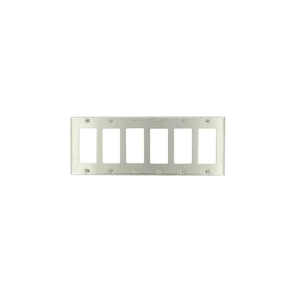 Leviton Decora Wallplate, Standard Size, Gang 6, Brushed Stainless Steel 84436-40 - main