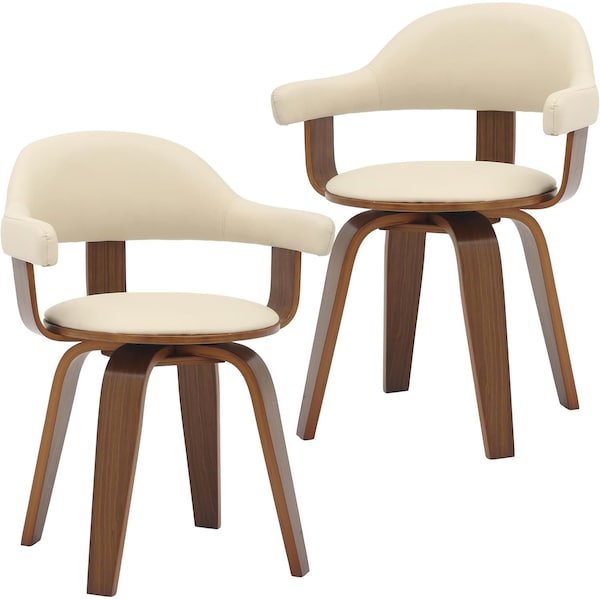 Leisuremod Brivo Swivel Dining Chair with 360-Degree Leather Armchair & Poplar Wood Legs, 2PK BC22CR2 - main