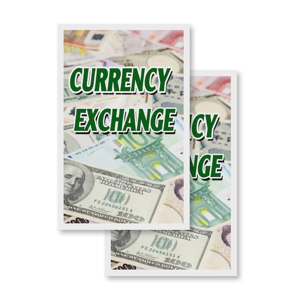 Signmission Currency Exchange, Vinyl Decals Only 24 Inch x 36 Inch, Vinyl Decal, 2PK DSB-2436-2PACK-Currency Exchange - main