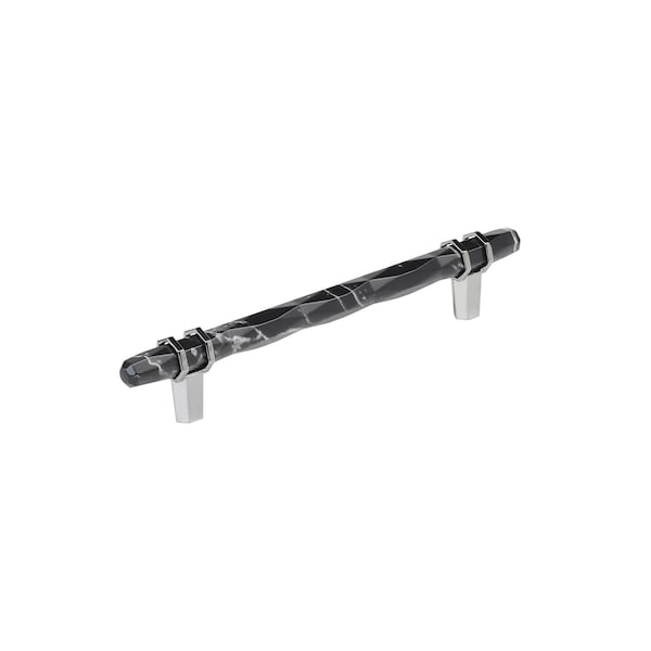 Amerock Carrione 6-5/16 inch 160mm Center-to-Center Marble Black/Polished Chrome Cabinet Pull BP36650MBK26 - main