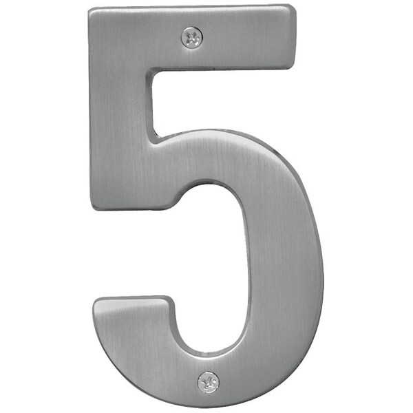 Hy-Ko Prestige Series House Number, Character: 5, 5 in H Character, Nickel Character, Brass BR-51SN/5 - main