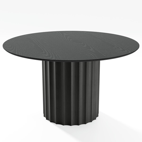 Homeroots 52" Black Solid Wood Pedestal Base Round Top Dining Table 721040 - main
