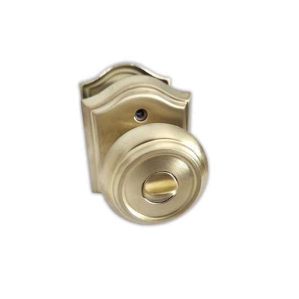 Baldwin Entry Traditional Knob and Traditional Arch Rose with 6AL Latch and Dual Strike Lifetime Satin ENTRATAR044 - main