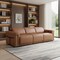 Homeroots 100" Chestnut Top Grain Leather Reclining Metal USB Sofa 720358 - alternate 2