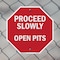 Signmission Proceed Slowly Open Pits, 10 inch X 10 inch, Aluminum Metal Signs, 2PK OC-A-2PACK-10-111 - alternate 2