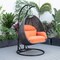 Leisuremod Mendoza Charcoal Wicker Hanging 2 person Egg Swing Chair with Orange Cushions MSCCH-53OR - alternate 2