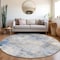 Homeroots 8' Denim Blue Gray And Ivory Round Abstract Washable Indoor Outdoor Area Rug 618084 - alternate 2