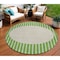 Homeroots 8' Green And Gray Round Striped Washable Indoor Outdoor Area Rug 597159 - alternate 1