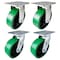 Hyw Products Heavy Duty Caster Set 6in Green Polyurethane on Cast Iron Wheels, 2 Rigid & 2 Swivel, 4PK 40-60R-A1-PC-2,40-60S-A1-PC-2 (G) - alternate 1