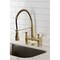 Kingston Brass Double-Handle Deck-Mount Pre-Rinse Bridge Kitchen Faucet, Brushed Brass GS1277BPL - alternate 2