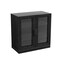 Homeroots 31" Black And Clear Glass Door Accent Cabinet With Three Shelves 564863 - alternate 2