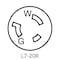 Leviton Flanged Locking Receptacle, L7-20R, 20 A, 277V AC, Single Phase, 2 Pole, Flush Mount, Black 2330 - alternate 2