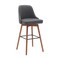 Armen Living Sicily 30in Swivel Walnut Wood Bar Stool in Gray Faux Leather LCSIBAWAGRY30 - alternate 1
