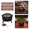 Pure Garden 25-Inch Round Outdoor Wood Burning Firepit/Fireplace, Black 50-FP189 - alternate 2
