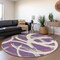 Homeroots 8' Purple Ivory And Gray Round Abstract Washable Indoor Outdoor Area Rug 599156 - alternate 2