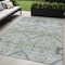 Homeroots 5' X 8' Artichoke Green Denim Blue And Silver Floral Washable Indoor Outdoor Area Rug 588853 - alternate 1