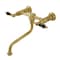 Kingston Brass Double-Handle Wall Mount Bathroom Faucet, Brushed Brass KS1217PKL - alternate 1