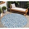 Homeroots 8' Denim Blue And Ivory Round Geometric Washable Indoor Outdoor Area Rug 594847 - alternate 1
